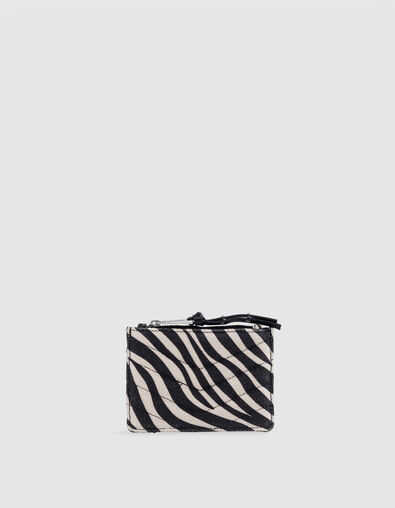 1440 Banker ecru canvas cardholder with zebra pattern Women - IKKS