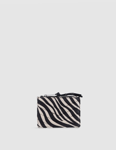 1440 Banker ecru canvas cardholder with zebra pattern Women - IKKS