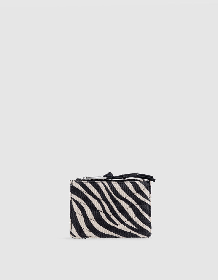 1440 Banker ecru canvas cardholder with zebra pattern Women-1