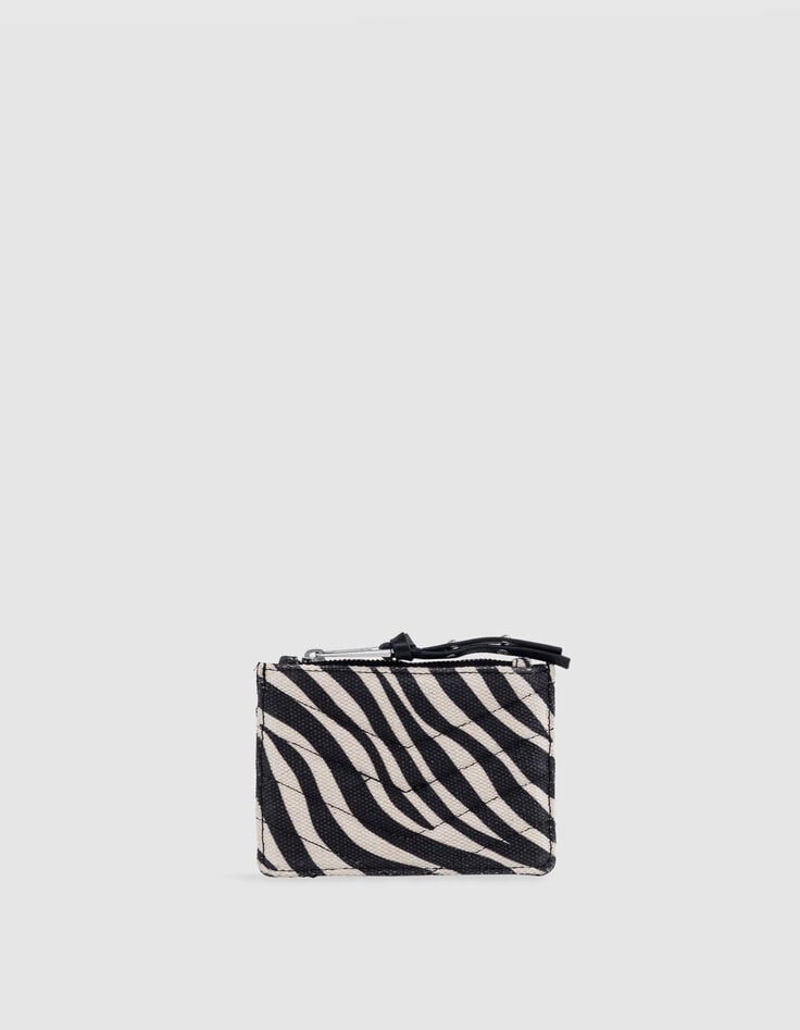 1440 Banker ecru canvas cardholder with zebra pattern Women-1 1440 Banker ecru canvas cardholder with zebra pattern Women-1