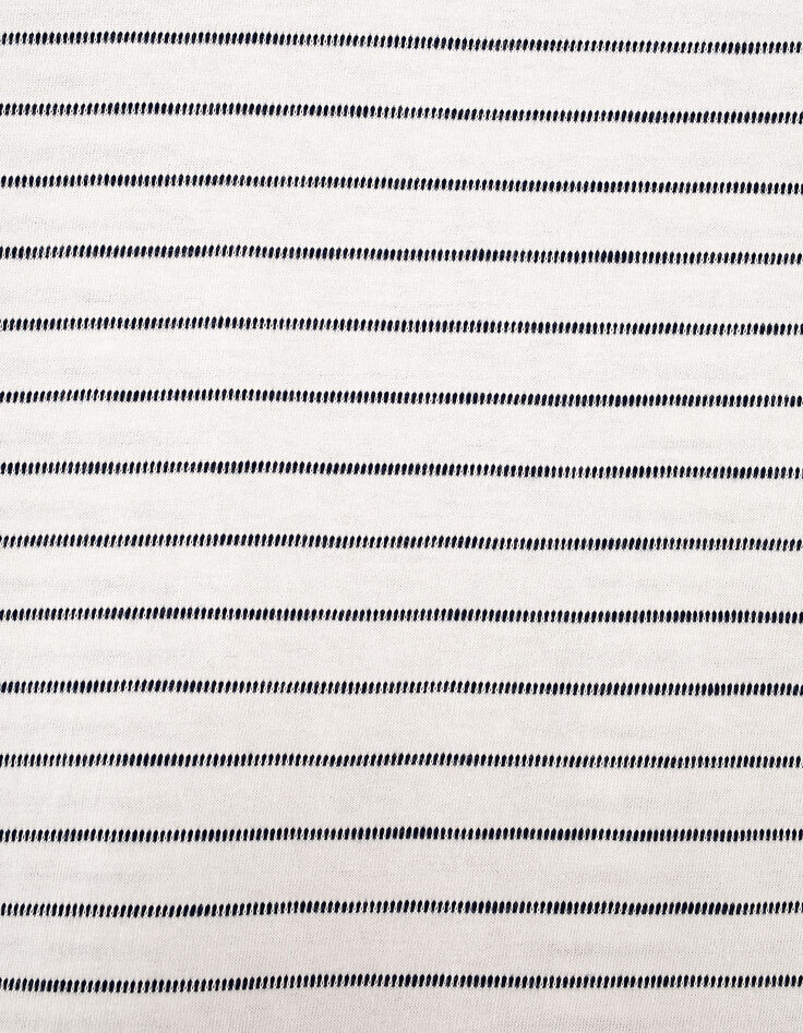 Tee-shirt blanc à fines rayures marine Homme-3