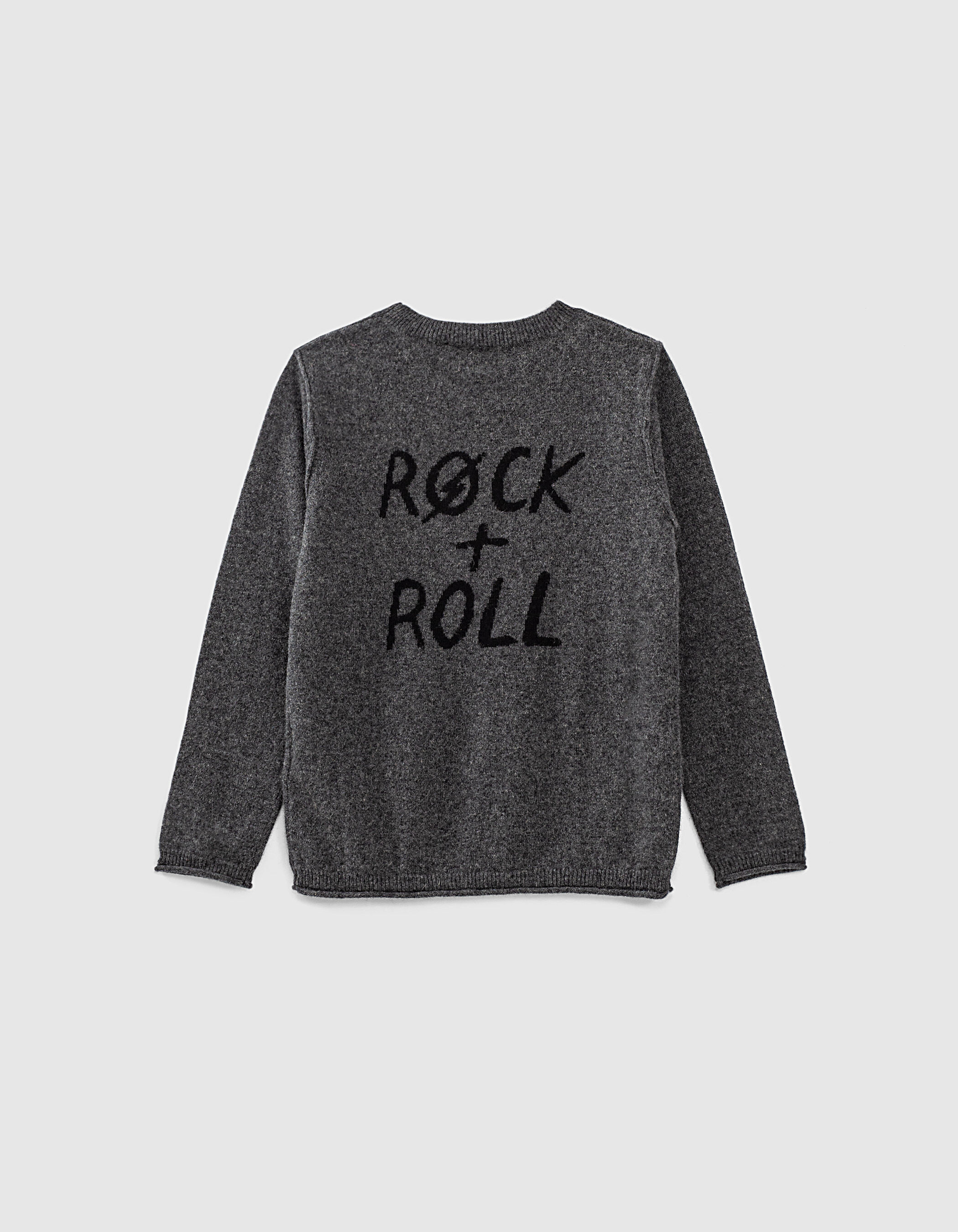Boys anthracite grey marl pure cashmere sweater IKKS