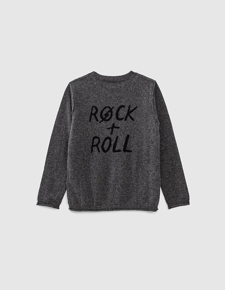 Anthrazitgrau melierter Jungenpullover aus 100&nbsp;% Kaschmir -1