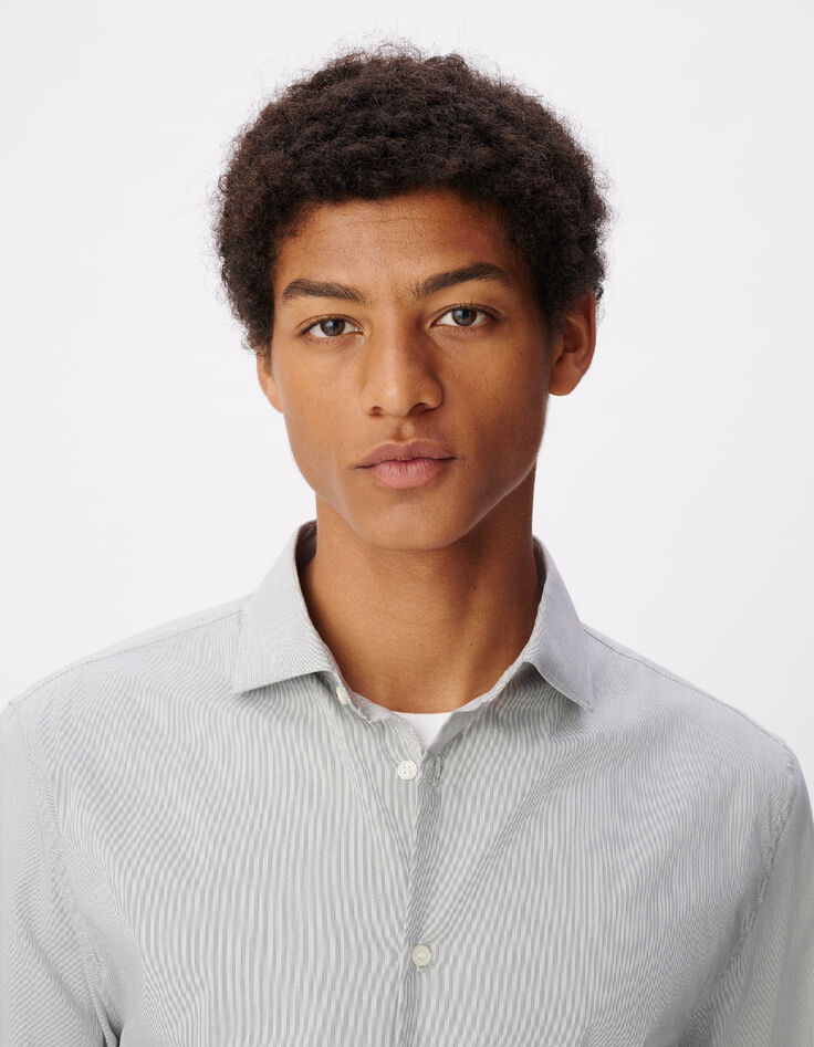 Slim-fit grijs overhemd met fijne strepen voor heren-4
