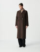 Women’s brown supple double-breasted long coat-2