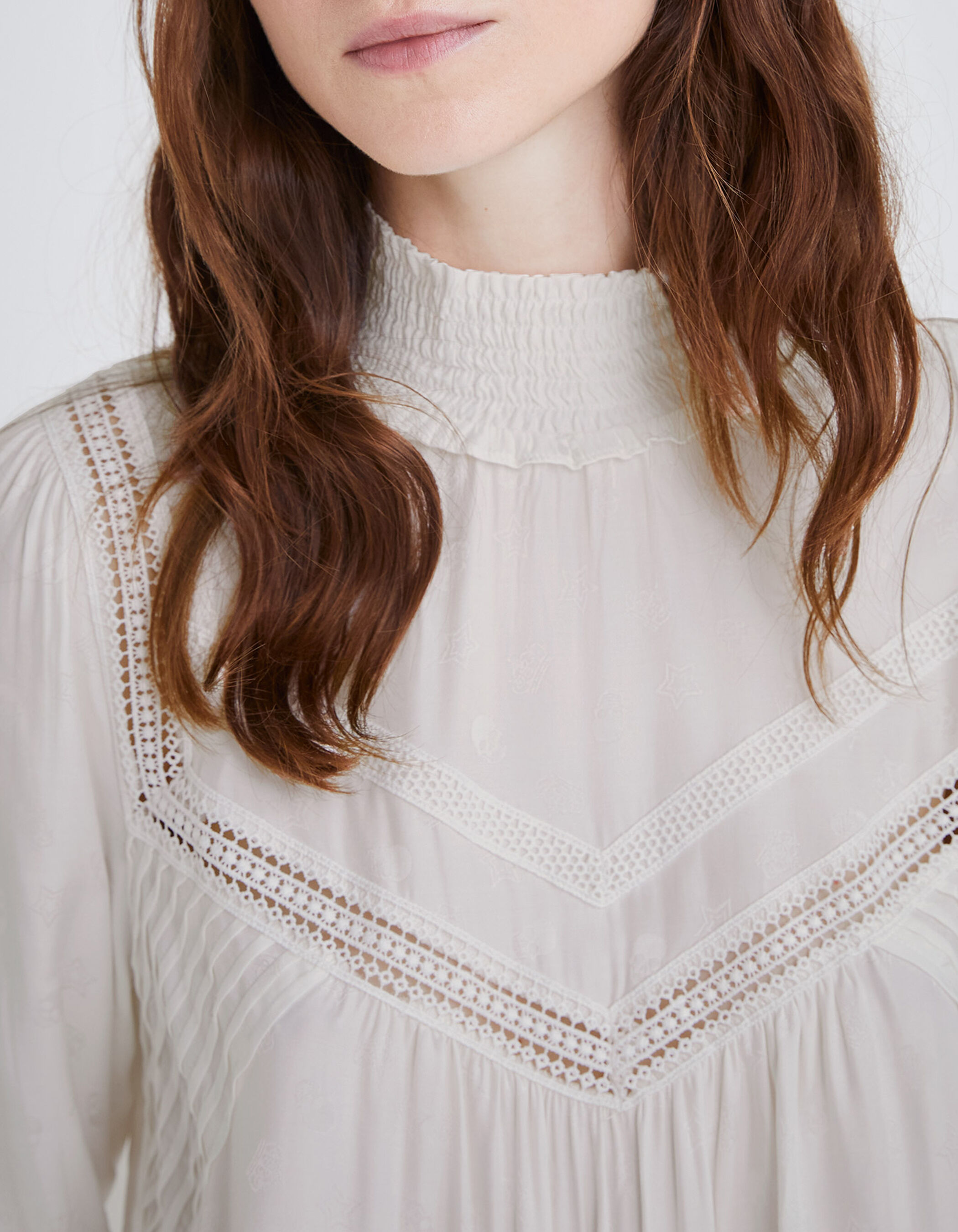 Women s ecru rock motif jacquard blouse