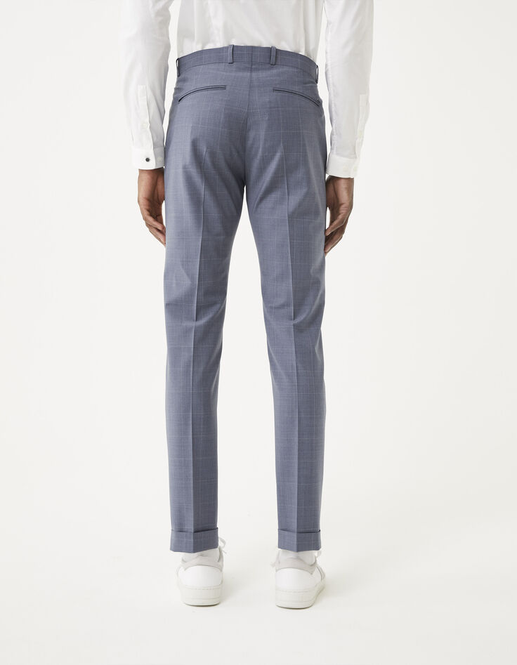 Men’s indigo check SLIM TRAVEL SUIT suit trousers-3