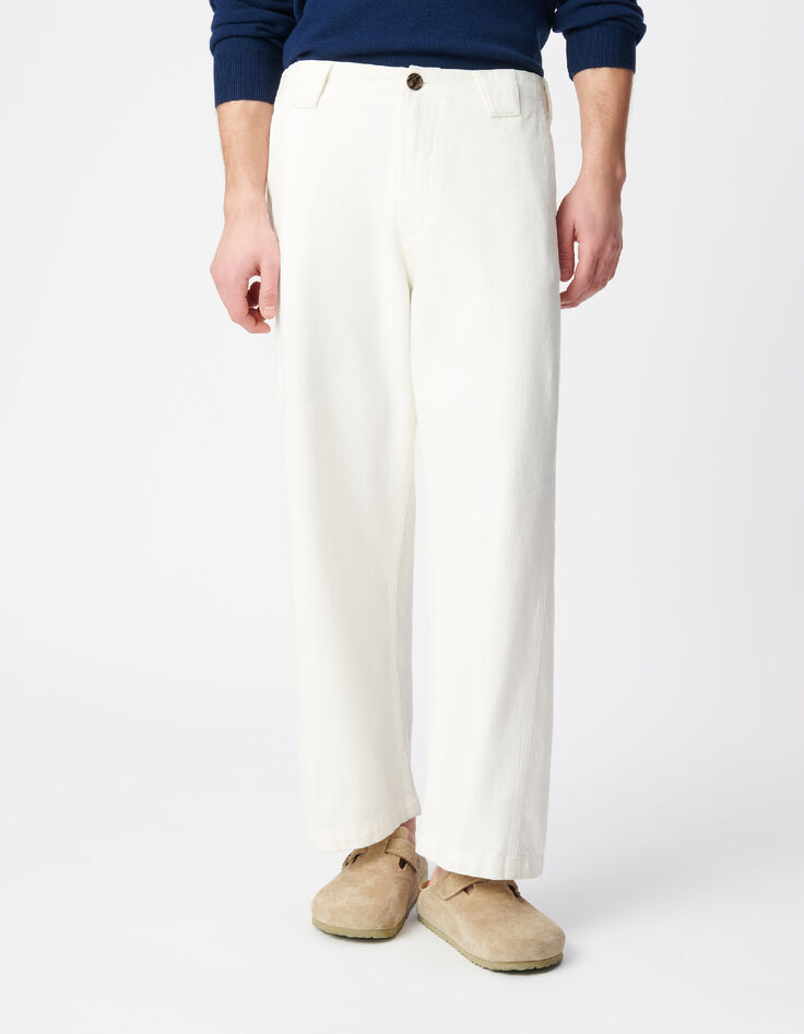 Vaqueros blancos de corte recto para hombre-3