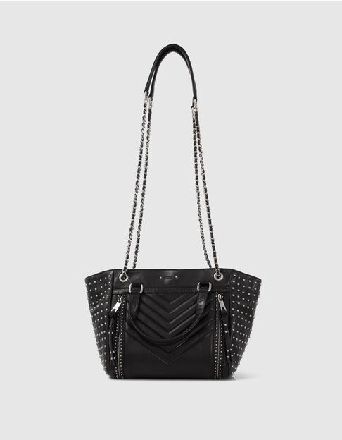 Women’s black leather studded 1440 Medium tote bag