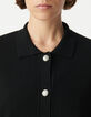 Cardigan noir loose tricot boutons métal gravé Femme-4