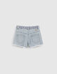 Shorts vaqueros azul delavado trenza bordada ni&ntilde;a-2
