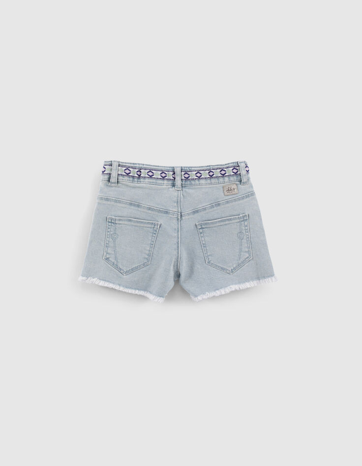 Shorts vaqueros azul delavado trenza bordada ni&ntilde;a-2