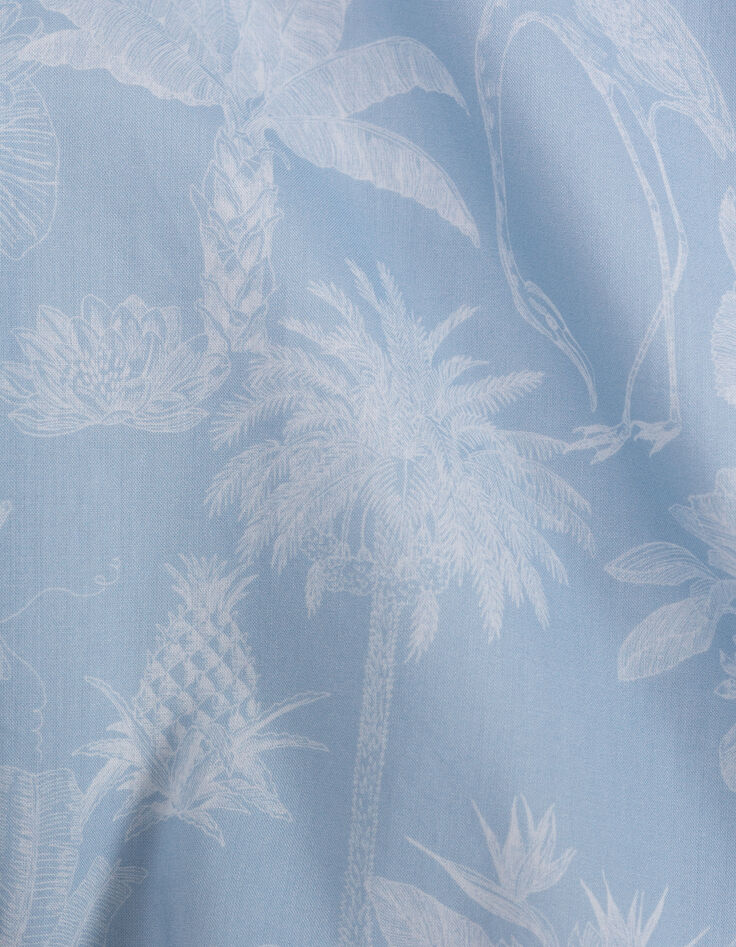 Chemise bleue tissu Liberty motif exotique garçon-6