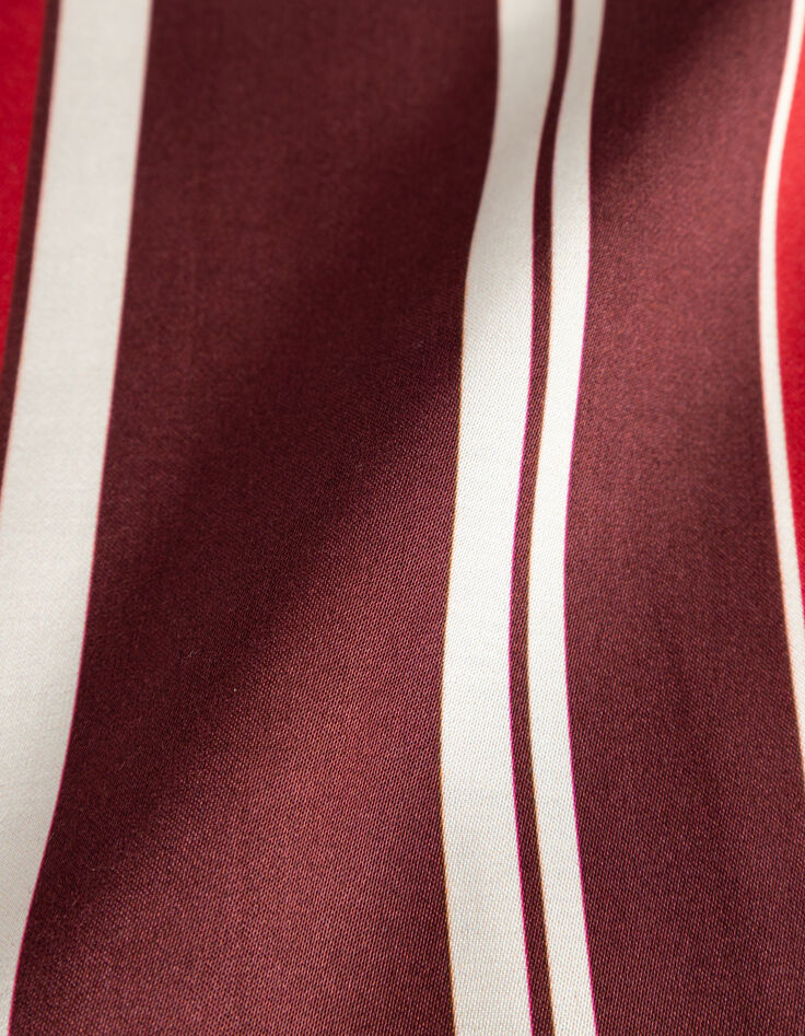 Women’s burgundy striped neck tie shirt-7