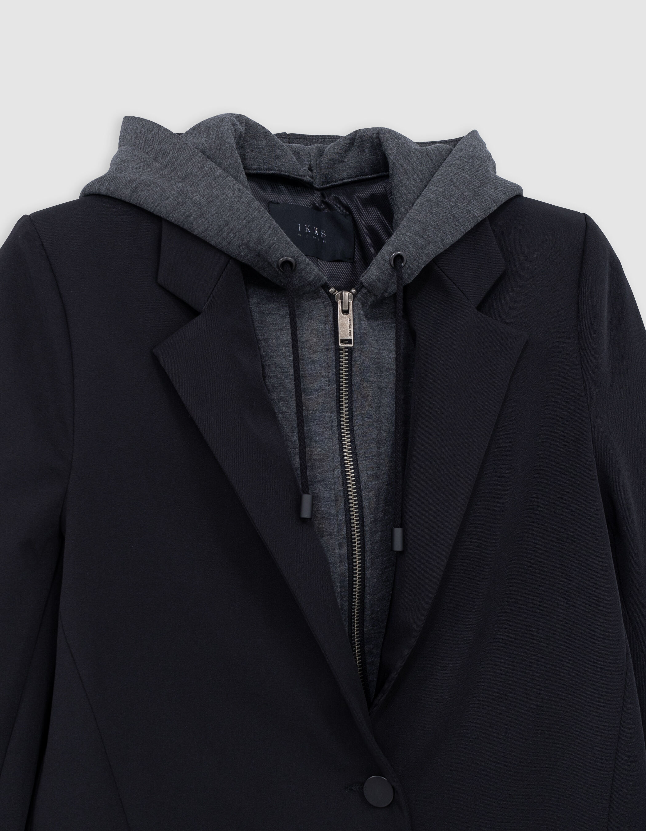 Veste noire parementure a capuche Femme IKKS