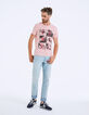 Men’s light pink T-shirt with Venice Beach photos-7