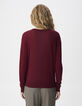 Pull manches longues prune tricot d&eacute;tail lurex Femme-3