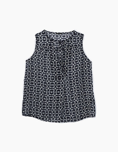 Top sans manches en voile imprimé géométrique femme - IKKS