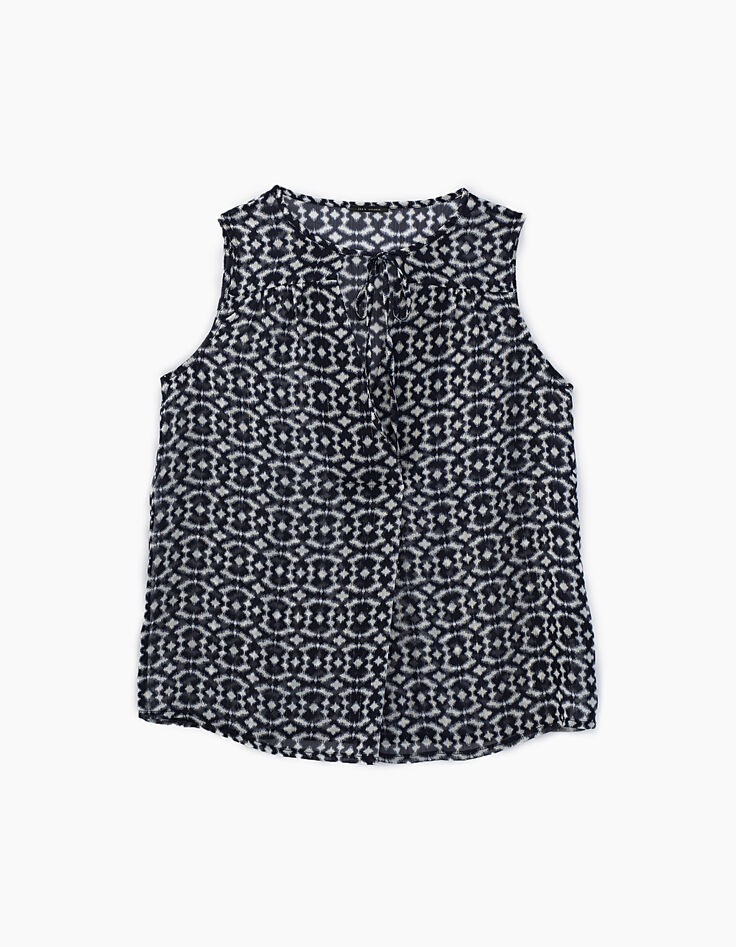 Top sans manches en voile imprimé géométrique femme-1