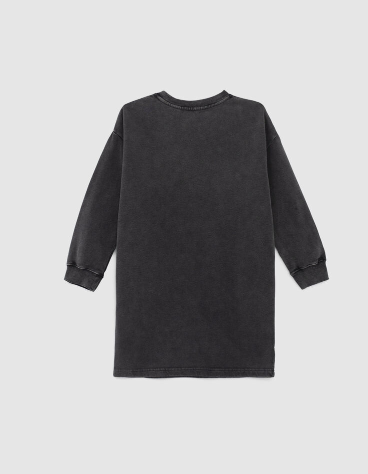 Girls’ used black sweatshirt dress with slogan-3