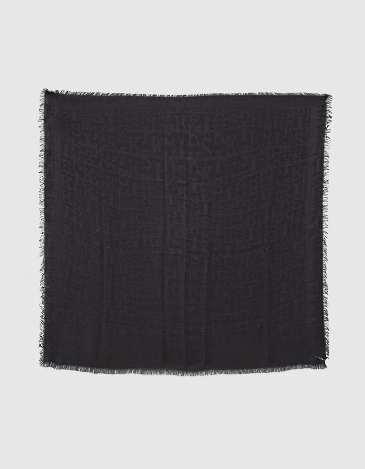 Marineblauer Damenschal mit IKKS-Jacquardmonogramm -2
