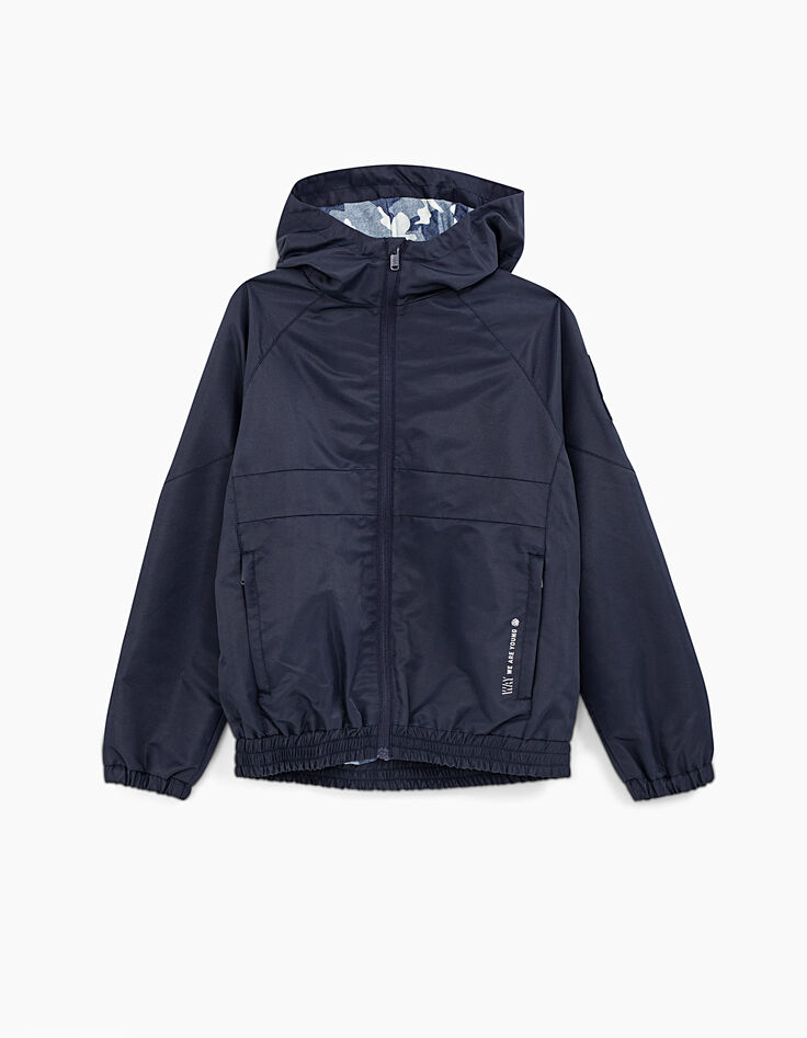 Marineblaue Jungenjacke mit Camouflagefutter-1