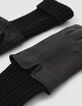 Guantes negros bimaterial piel y punto mujer-5