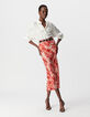 Jupe longue rouge imprimé batik Femme-1