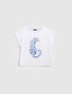 Weißes Mädchen-T-Shirt mit Leopard und Herz-1