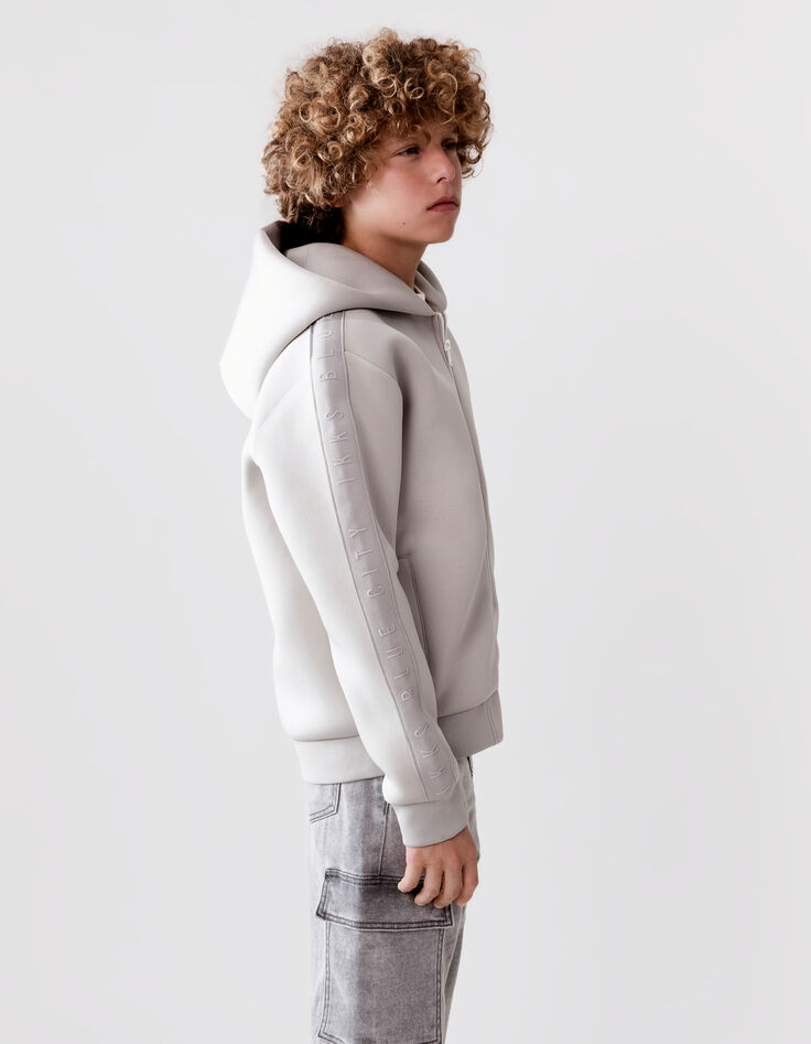 Cardigan relaxed gris zippé molleton néoprène garçon-1