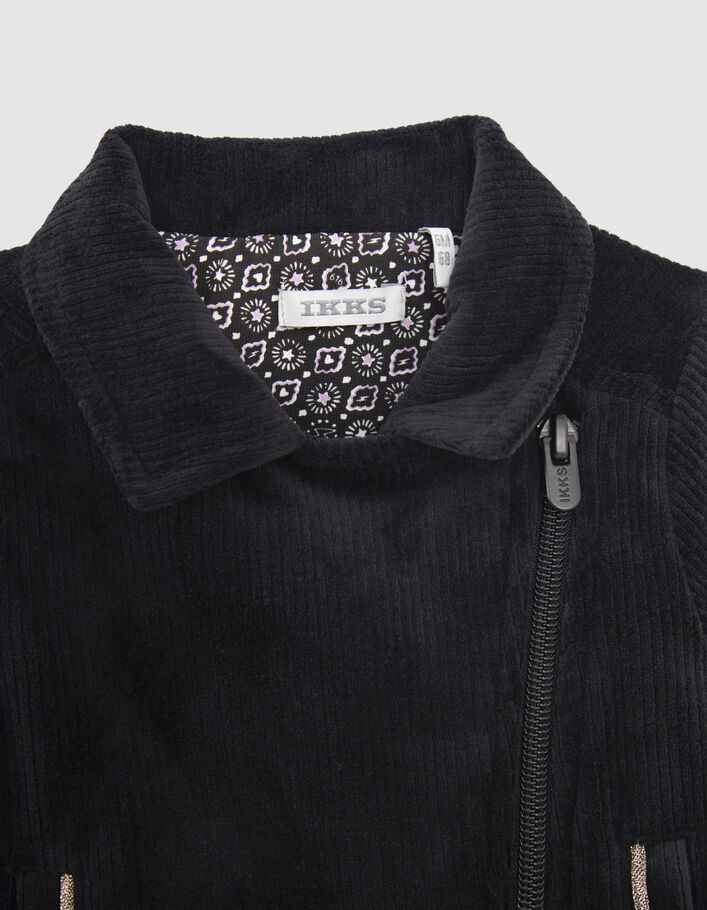 Girls’ black corduroy biker-style cardigan-2