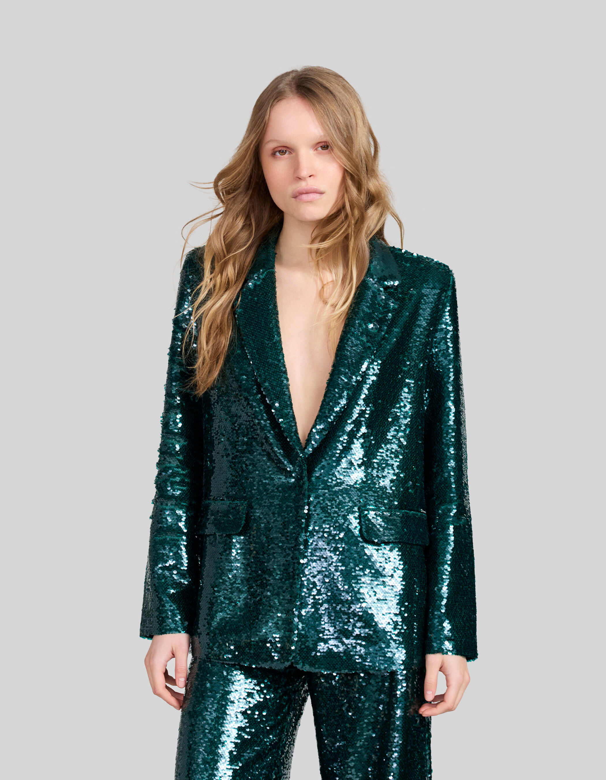 Women s malachite all over sequin suit jacket IKKS