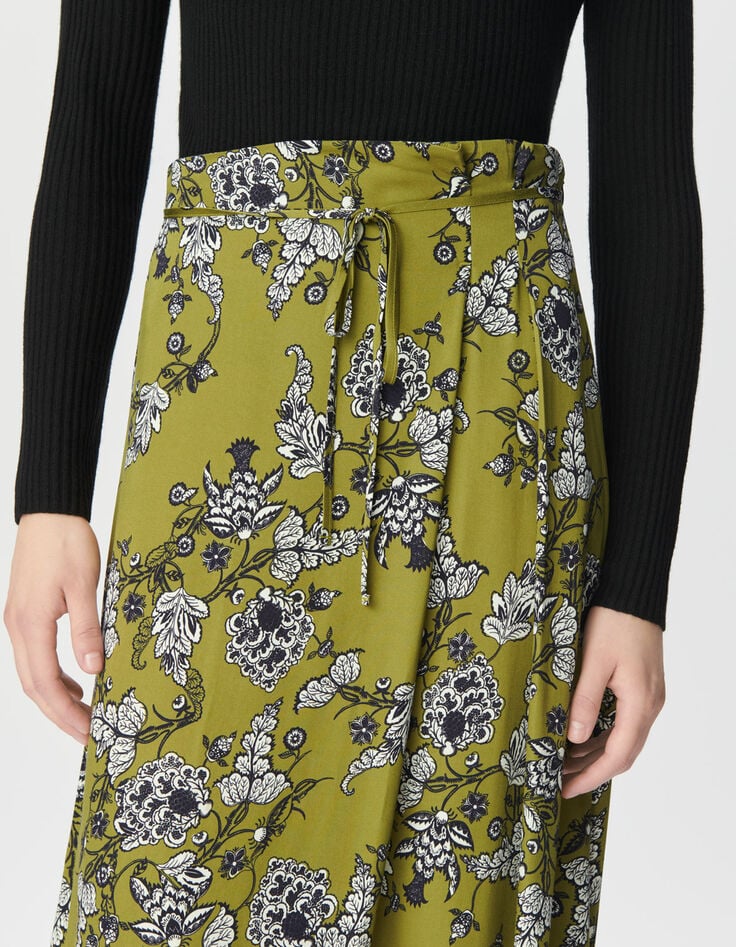 Falda midi verde floral mujer-5 Falda midi verde floral mujer-5