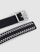 Women's black leather studded belt-3