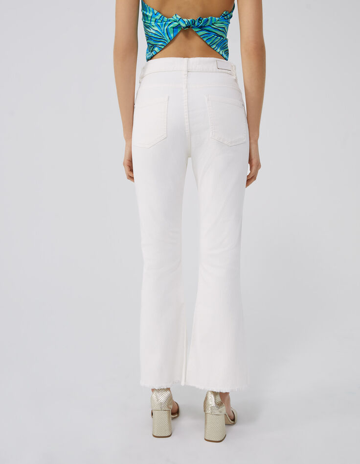 Wei&szlig;e Flare-Damenjeans mit hohem Bund-2