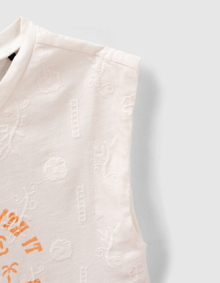 Girls’ white slogan and embroidery T-shirt - IKKS