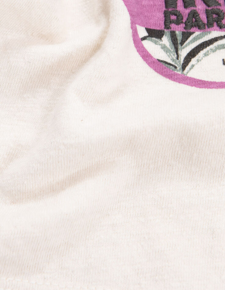 Baby girls’ ecru T-shirt with bananas and palm tree image-7