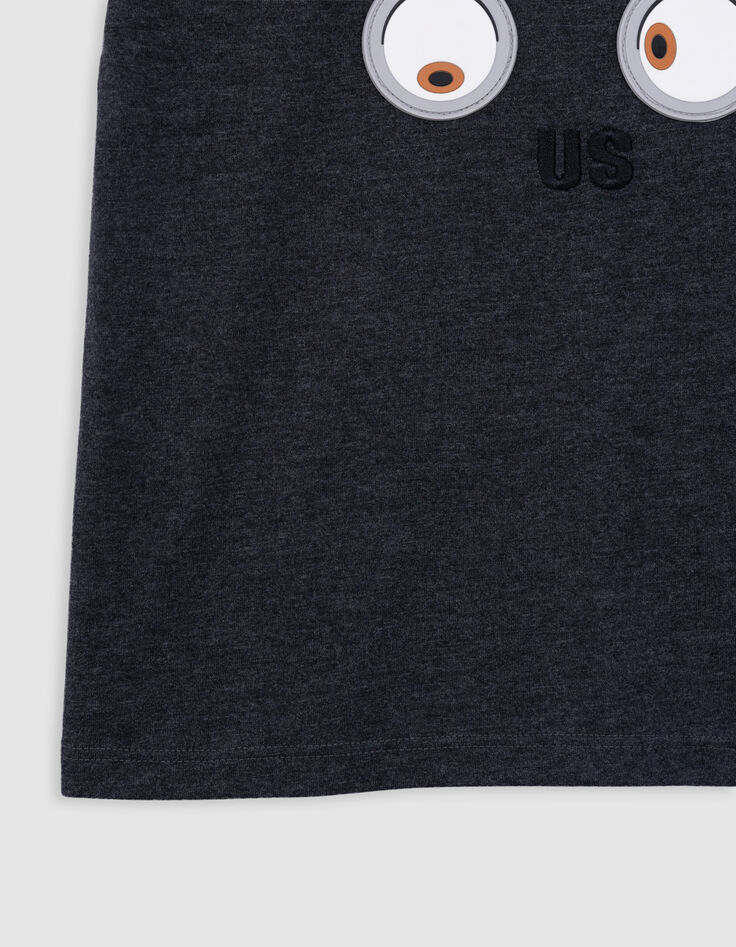 Grey organic cotton T-shirt with 4 MINIONS boy eye badges-5 Grey organic cotton T-shirt with 4 MINIONS boy eye badges-5