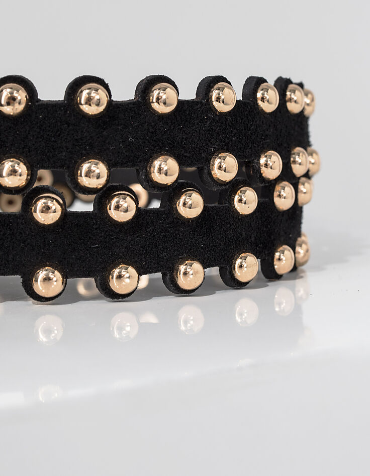 I.Code black suede belt edged in studs-3