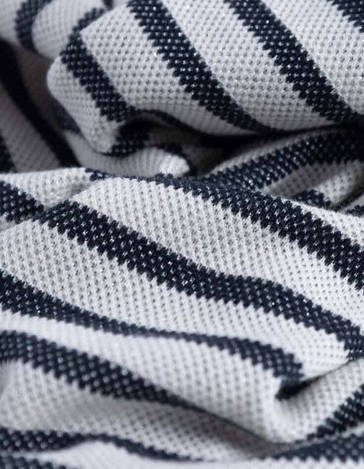 Tee-shirt marini&egrave;re paillet&eacute; boutons &eacute;paules Femme-8