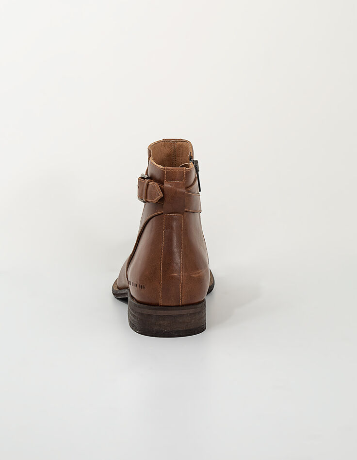 Leren boots chocolade met bandje heren-3