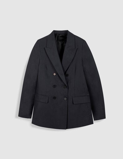 Veste de tailleur bleu marine mix lin coton Femme - IKKS