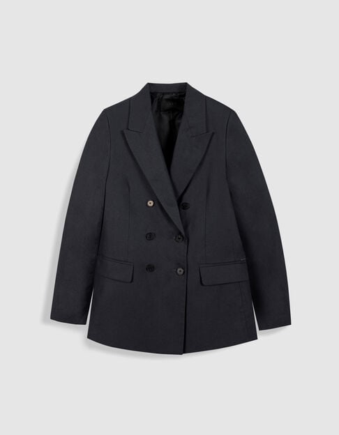Veste de tailleur bleu marine mix lin coton Femme - IKKS