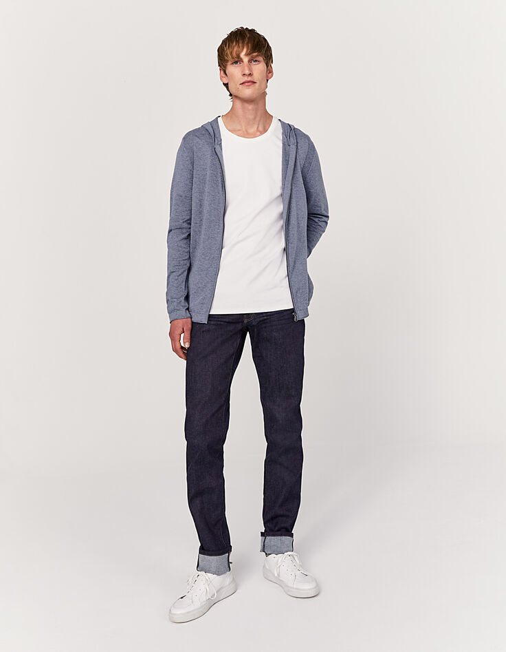 Herren-Kapuzen-Strickjacke mit Reißverschluss, Stone-Blau-6