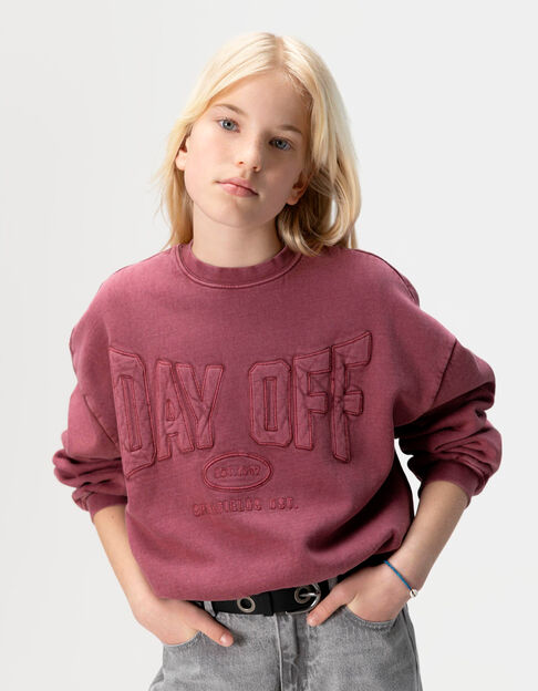 Sudadera burdeos maxi letras bordadas niña - IKKS