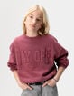 Bordeauxrotes Mädchensweatshirt Maxi-Schriftzugstick-1 Bordeauxrotes Mädchensweatshirt Maxi-Schriftzugstick-1