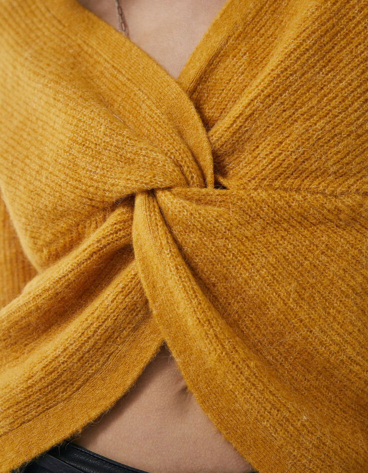 Gelber Pullover mit Lochkragen für Damen-7