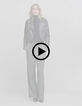 Women's black herringbone check suit pants-8