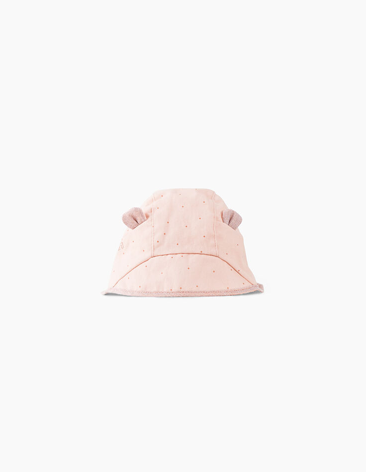 Chapeau rose poudré à pois bébé fille-1 Chapeau rose poudré à pois bébé fille-1