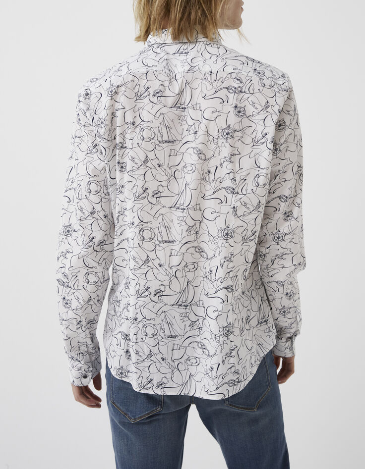 Chemise SLIM blanche à imprimé sea vibes Homme-2